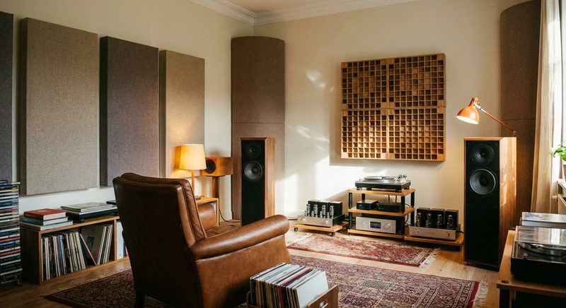 Hoerraum mit Absorber-Paneelen und Bassfallen