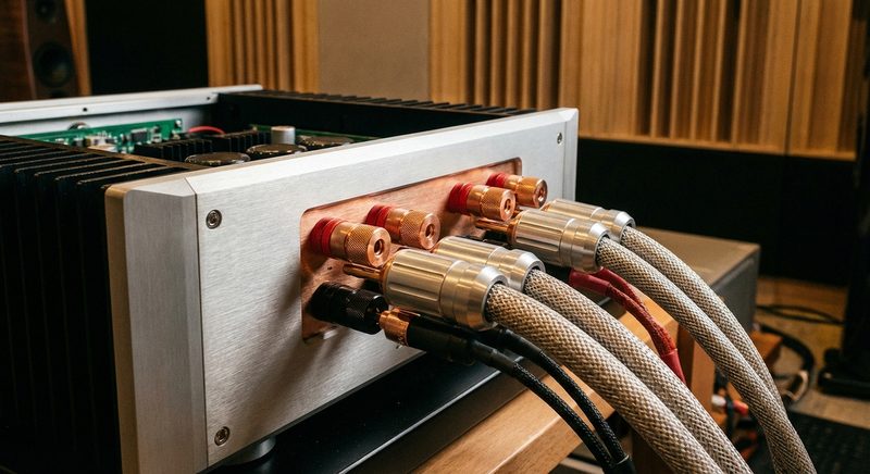 Bananenstecker an Lautsprecher-Terminals anschliessen