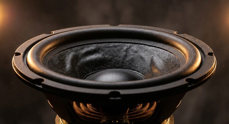 Lautsprecher-Membran in Bewegung bei hoher Leistung