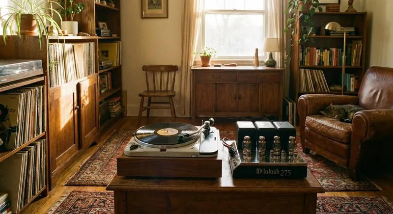 Analoges Vinyl-Setup mit Röhrenverstärker